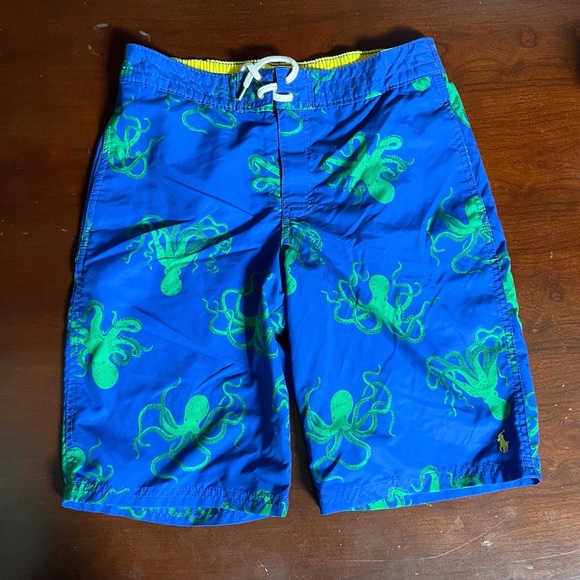 POLO Ralph Lauren Octopus Swim Shorts Blue Lined Drawstrings, Boys 14-16 - Picture 1 of 7